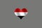 Heart shape with Yemen flag colors in it i.e. white,red and black isolated on Grey background.
