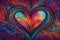 Heart-shaped abstract background with vibrant colors intricate patterns. deep emotions