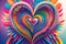 Heart-shaped abstract background with vibrant colors intricate patterns. essence of love