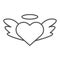 Heart shaped with angel wings thin line icon. Romantic Heart with wings illustration isolated on white. Heart wings fly