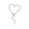 Heart shaped balloon. Continuous drawing line art style. Simple minimal sketch flat design. Symbol of love