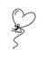 Heart shaped balloon. Hand-drawn illustration in doodle style. Perfect for cards, logo, invitations, decorations, birthday designs