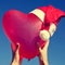 Heart-shaped balloon with a santa hat