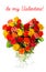 Heart shaped bouquet of colorful assorted roses