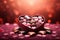 A heart shaped box of artisanal chocolates Valentine Day background