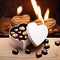 Heart shaped box of chocolates, a variety sweet treat to celebrate romance, love and Valentine\\\'s day