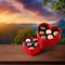 Heart shaped box of chocolates, a variety sweet treat to celebrate romance, love and Valentine\\\'s day