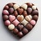 A heart shaped box filled with assorted chocolates