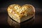 heart-shaped bread loaf with a crunchy and nutty crust, topped with slithers of melted cheese