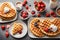Heart-shaped breakfast waffles for Valentine's Day.