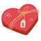 Heart-shaped candy box. Valentine\\\'s day gift. Sweet surprise with love. For restaurants cafes recipes and menus. Vector