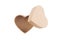 Heart shaped carboard box open on white