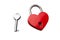 Heart shaped closed lock with key