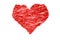 Heart shaped colorful bright red compressed wood chippings plywood with jagged rough edges