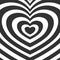 Heart-shaped concentric stripes vector background.