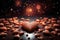 Heart shaped cookies floating in zero gravity amongst twinkling stars, valentine, dating and love proposal image