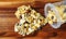 Heart-shaped of cornflakes with almond, honey, sesame and dried fruits