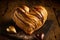 heart-shaped croissant filled with warm, gooey chocolate or almond filling
