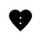 Heart shaped decorative button template for clothes. Vector layout for making sewing hole buttons.
