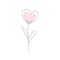 Heart shaped doodle flower. Continuous line drawing cartoon vector illustration. Valentines Day holiday design isolated