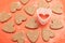 Heart shaped dough for cookies with plastic cutter