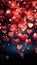 Heart shaped elements fly on background with bokeh of lights. Love symbols for congratulations on Women\\\'s Day,