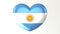 Heart-shaped flag 3D Illustration I love Argentina