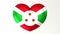 Heart-shaped flag 3D Illustration I love Burundi