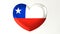 Heart-shaped flag 3D Illustration I love Chile
