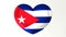 Heart-shaped flag 3D Illustration I love Cuba