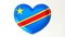 Heart-shaped flag 3D Illustration I love Democratic Republic of