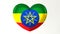 Heart-shaped flag 3D Illustration I love Ethiopia