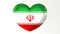 Heart-shaped flag 3D Illustration I love Iran