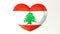 Heart-shaped flag 3D Illustration I love Lebanon