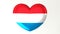 Heart-shaped flag 3D Illustration I love Luxembourg