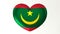 Heart-shaped flag 3D Illustration I love Mauritania