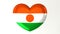 Heart-shaped flag 3D Illustration I love Niger