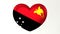 Heart-shaped flag 3D Illustration I love Papua New Guinea