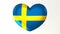 Heart-shaped flag 3D Illustration I love Sweden