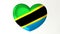 Heart-shaped flag 3D Illustration I love Tanzania