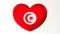 Heart-shaped flag 3D Illustration I love Tunisia