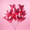 Heart shaped floated balloons over the pink wall, Valentine\\\'s day gift,