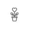 Heart shaped flower line icon