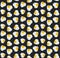 Heart shaped fried egg on black background closeup seamless pattern for design decoration