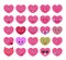 Heart shaped funny emoticons isolated set