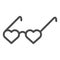 Heart shaped glasses line icon. Heart shaped sunglasses symbol illustration isolated on white. Valentines Heart glasses