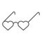 Heart shaped glasses thin line icon. Heart shaped sunglasses symbol illustration isolated on white. Valentines Heart