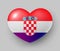 Heart shaped glossy national flag of Croatia