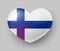 Heart shaped glossy national flag of Finland