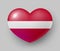 Heart shaped glossy national flag of Latvia